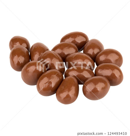 chocolate ball pile texture background isolated on white 124493410