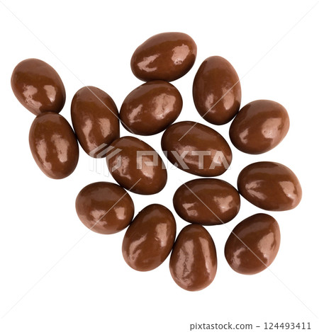 chocolate ball pile texture background isolated on white 124493411