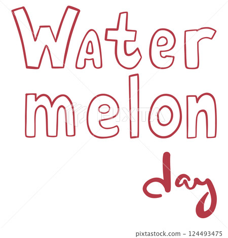 Hand lettering Watermelon day, red color 124493475