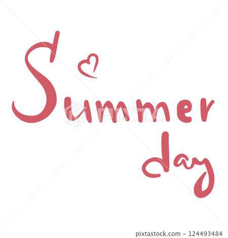 Hand lettering Summer day with red heart 124493484