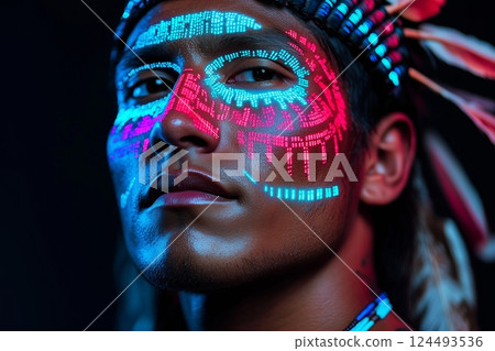 Neon Warrior Portrait 124493536