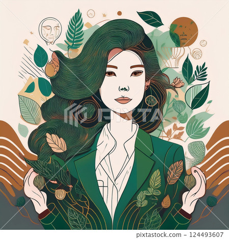 與大自然和諧相處的女人 與大自然和諧相處的女人 124493607