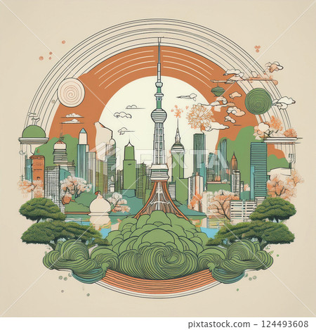 與東京天空樹的風景 與東京天空樹的風景 124493608