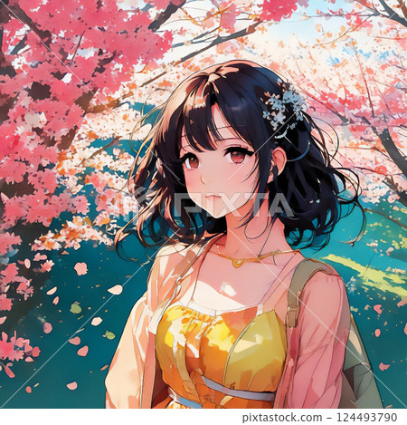 櫻花和女孩 124493790