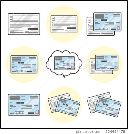 Health insurance card (insurance card) front and back illustration color vector icon set blue Health insurance card (insurance card) front and back illustration color vector icon set blue 124494476