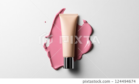 Cream Tube on Pink Smear 124494674