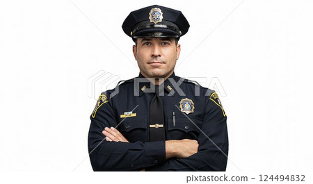 Portrait of a police officer on a white background Portrait of a police officer on a white background 124494832