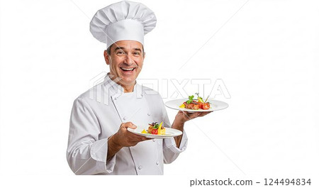 Portrait of a chef on a white background Portrait of a chef on a white background 124494834
