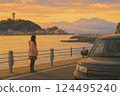 Enoshima and a girl at dusk 124495240