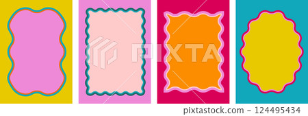Wavy Scalloped Rectangular and Oval Frames Collection. 124495434
