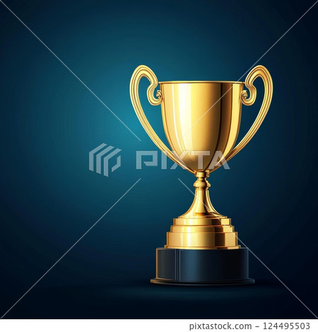 Golden trophy in sport competition with blue background 124495503