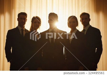 Group of experts. Silhouette of business persons. Close up 124495561