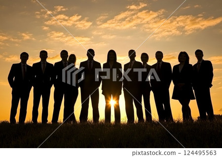 Group of experts. Silhouette of business persons. Close up Group of experts. Silhouette of business persons. Close up 124495563