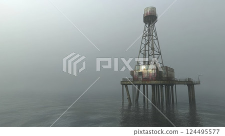 oil derrick in the sea 124495577
