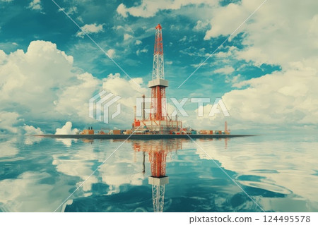 oil derrick in the sea 124495578