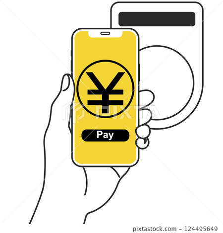 Illustration of making cashless payment with a smartphone 124495649