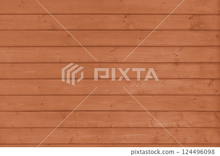 Wooden vertical orange painted plank texture, timber background, wall panels suface 124496098