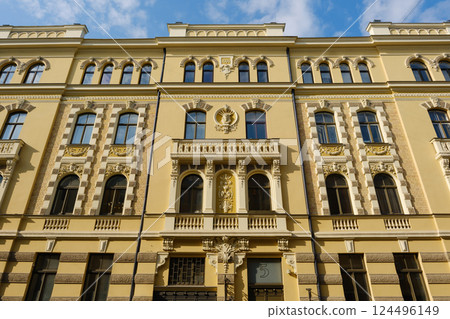 Facade of a Old Historic Building in Riga, Latvia 124496149