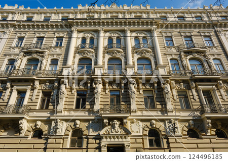 Ornate Art Nouveau Facade  in Riga 124496185