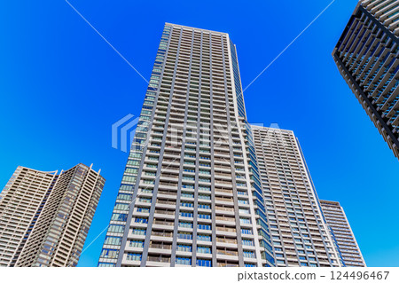 東京中央區城市景觀：晴海碼頭的塔樓公寓 124496467