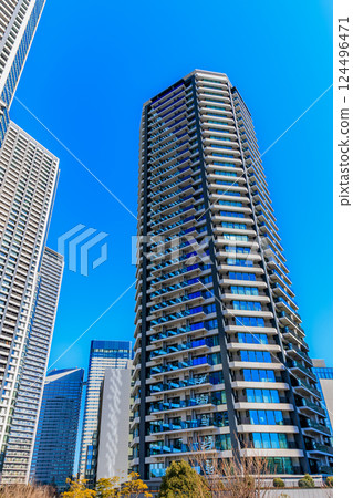 東京中央區城市景觀:晴海碼頭的塔樓公寓 東京中央區城市景觀:晴海碼頭的塔樓公寓 124496471