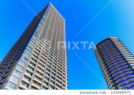 東京中央區城市景觀：晴海碼頭的塔樓公寓 124496475