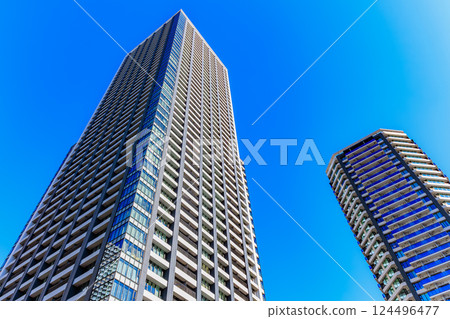 東京中央區城市景觀：晴海碼頭的塔樓公寓 124496477