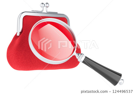 Coin Purse with magnifier, 3D rendering Coin Purse with magnifier, 3D rendering 124496537
