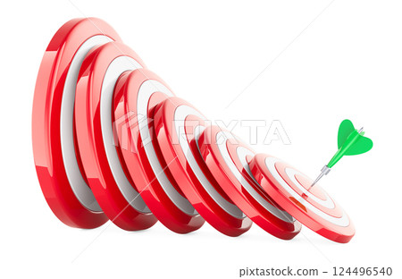 Domino Effect from targets with arrow in bullseye. 3D rendering 124496540