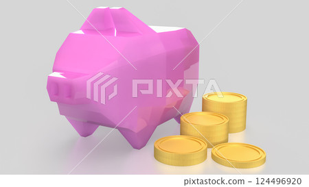 The Piggy Bank and coins for Saving or earn concept 3d Rendering. The Piggy Bank and coins for Saving or earn concept 3d Rendering. 124496920