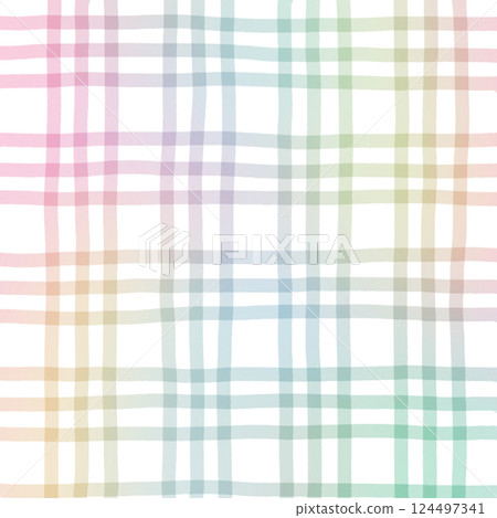 Rainbow Plaid Gingham Check Hand Drawn Background Pattern Overlay Rainbow Plaid Gingham Check Hand Drawn Background Pattern Overlay 124497341