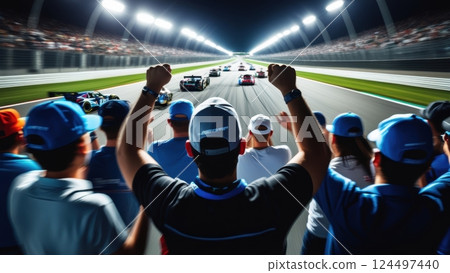 Exciting Motorsport Event with Enthusiastic Crowd 124497440