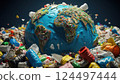 Artistic Representation of Earth Amidst Plastic Waste 124497444