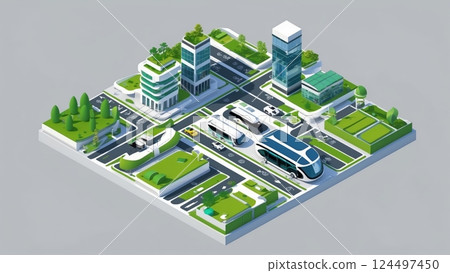Futuristic Isometric 3D Urban Illustration 124497450