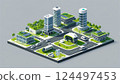 Futuristic Isometric 3D City Illustration V2 124497453
