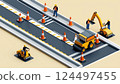 Isometric 3D Road Construction Illustration 124497455