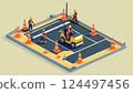Isometric 3D Illustration of Road Construction Scene 124497456