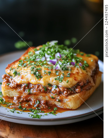 Texas Toast and Sloppy Joe with delicious meat sauce 124497495
