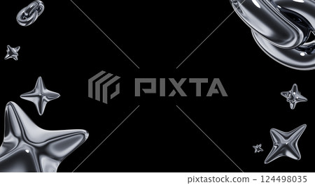 black chrome iridescent holographic 3D banner 124498035