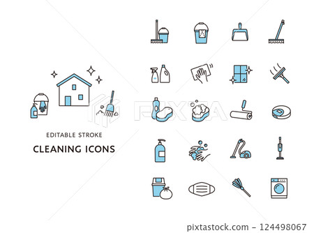 清潔圖示集（顏色） 124498067
