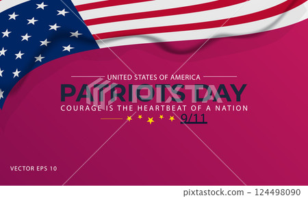 Patriots Day Tribute with USA Flag 124498090