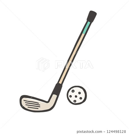 Simple golf illustration, icon, no background, material 124498128