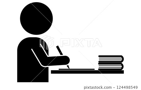 Studying person silhouette icon illustration Studying person silhouette icon illustration 124498549