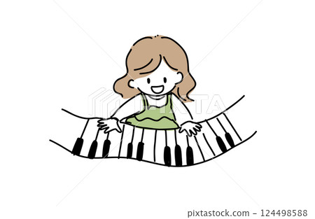 Illustration of a girl playing the piano 124498588