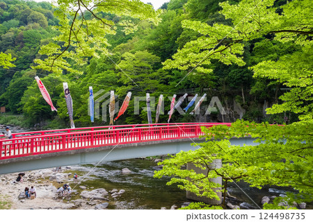 香嵐溪的新綠（愛知縣豐田市足助町） 124498735