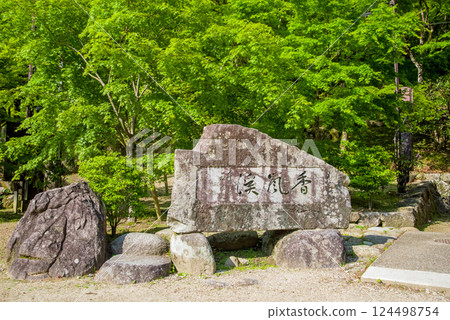 香嵐溪的新綠與石碑（愛知縣豐田市足助町） 124498754