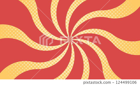 Curved sunbursts, halftone polka dots, and pop designs Curved sunbursts, halftone polka dots, and pop designs 124499106