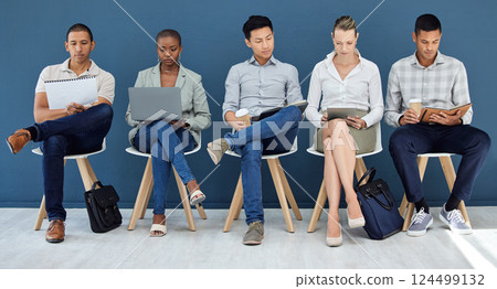 People in office waiting room, business interview for company in Toronto and we are hiring employee diversity. Human resources recruitment, career opportunity in hr reception and resume cv queue People in office waiting room, business interview for company in Toronto and we are hiring employee diversity. Human resources recruitment, career opportunity in hr reception and resume cv queue 124499132