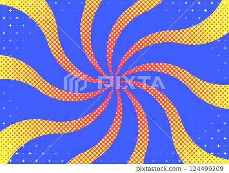 Curvy sunburst, halftone polka dots, light effects and pop designs Curvy sunburst, halftone polka dots, light effects and pop designs 124499209