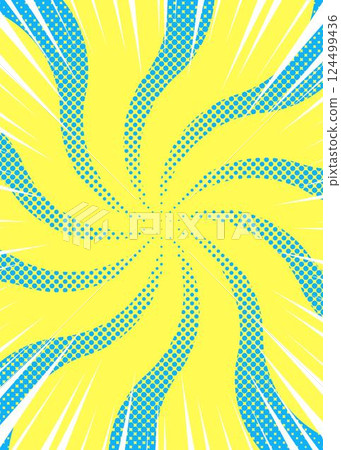 Curved sunburst, halftone dot pattern, concentrated lines, pop design, portrait orientation Curved sunburst, halftone dot pattern, concentrated lines, pop design, portrait orientation 124499436